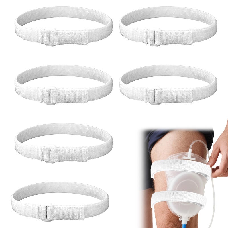 6 Pcs Catheter Leg Bag Straps, Adjustable Anti-Slip Catheter Holder Post-Surgery Urinary Drainage Bag Leg Band Supplies for Secure Tube Stabilization and Comfortable Wear